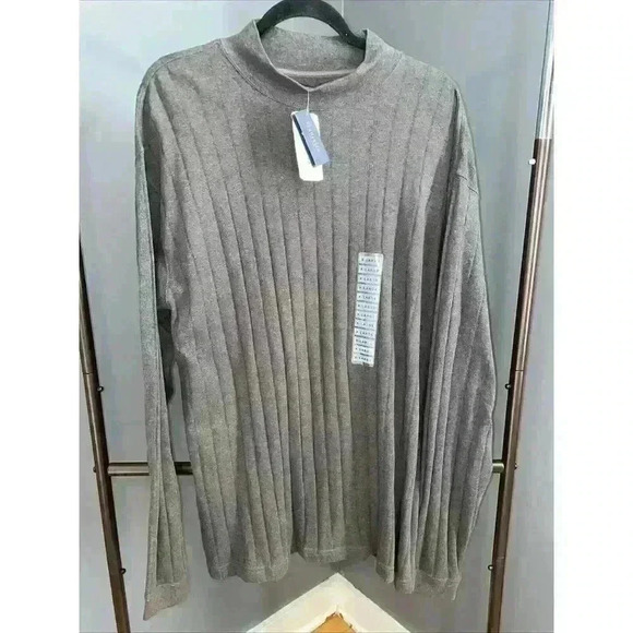 NWT VAN HEUSEN 417 Men's XL Cotton Olive  Mock Neck Long Sleeve Knit Pullover - Picture 1 of 11